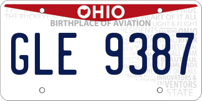 OH license plate GLE9387