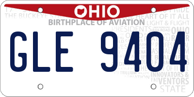 OH license plate GLE9404