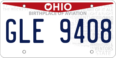 OH license plate GLE9408