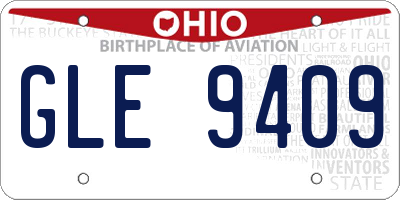 OH license plate GLE9409