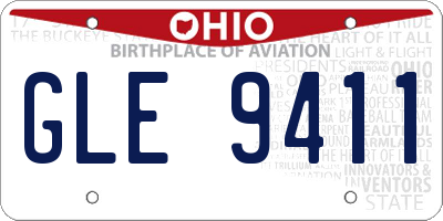 OH license plate GLE9411