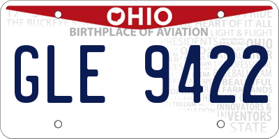 OH license plate GLE9422
