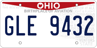 OH license plate GLE9432