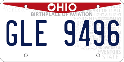 OH license plate GLE9496