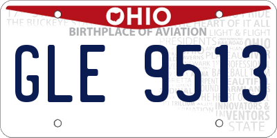 OH license plate GLE9513