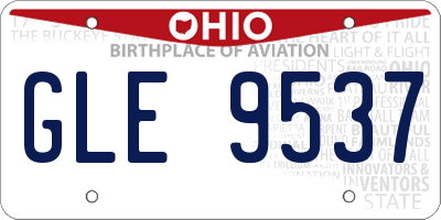 OH license plate GLE9537