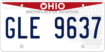 OH license plate GLE9637