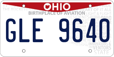 OH license plate GLE9640