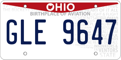 OH license plate GLE9647