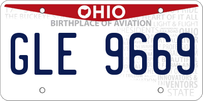 OH license plate GLE9669
