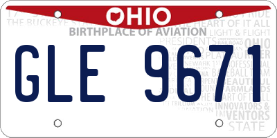 OH license plate GLE9671