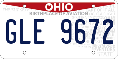 OH license plate GLE9672