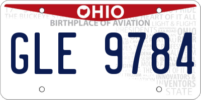 OH license plate GLE9784