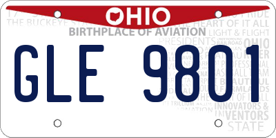 OH license plate GLE9801