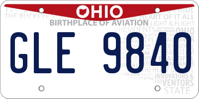 OH license plate GLE9840