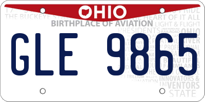 OH license plate GLE9865