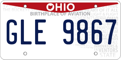 OH license plate GLE9867