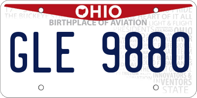 OH license plate GLE9880