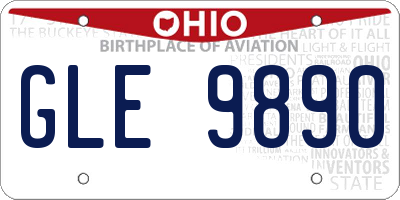 OH license plate GLE9890