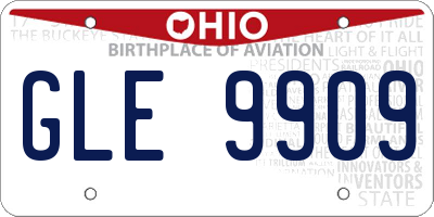 OH license plate GLE9909