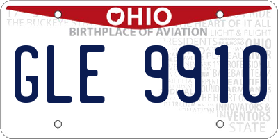 OH license plate GLE9910