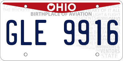 OH license plate GLE9916