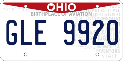 OH license plate GLE9920