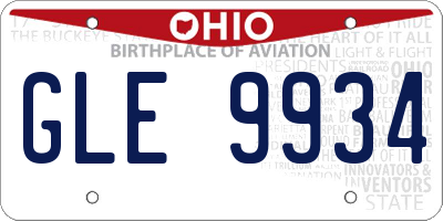 OH license plate GLE9934