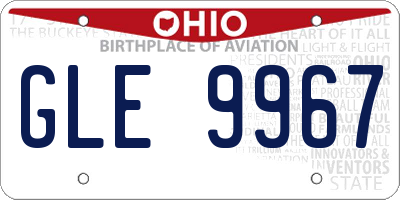 OH license plate GLE9967