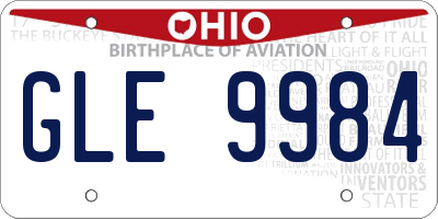 OH license plate GLE9984