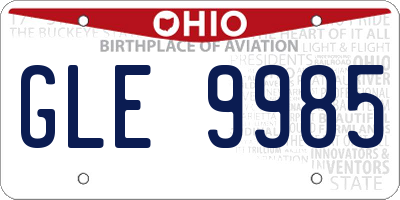 OH license plate GLE9985