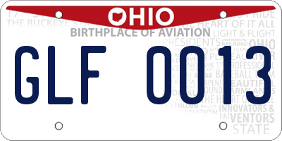 OH license plate GLF0013