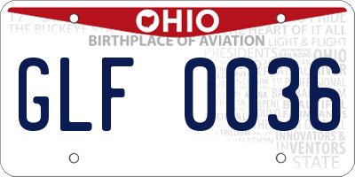 OH license plate GLF0036