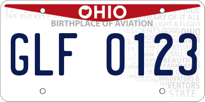OH license plate GLF0123