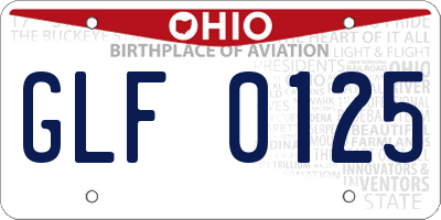 OH license plate GLF0125