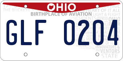 OH license plate GLF0204