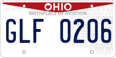 OH license plate GLF0206