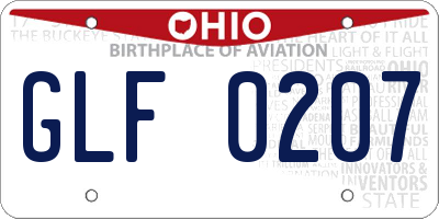 OH license plate GLF0207
