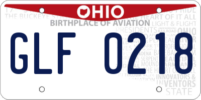 OH license plate GLF0218