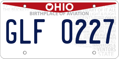 OH license plate GLF0227
