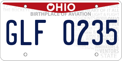 OH license plate GLF0235