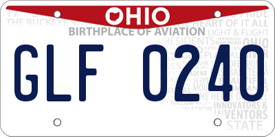 OH license plate GLF0240