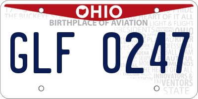 OH license plate GLF0247