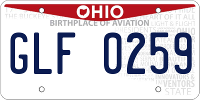 OH license plate GLF0259