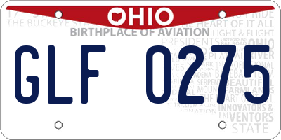 OH license plate GLF0275