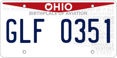 OH license plate GLF0351