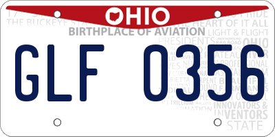 OH license plate GLF0356