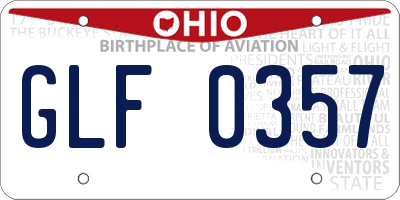 OH license plate GLF0357
