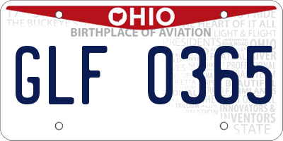 OH license plate GLF0365