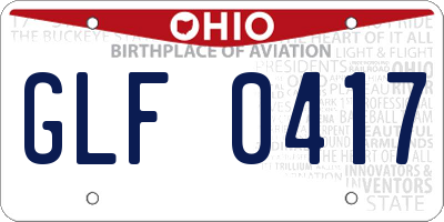 OH license plate GLF0417
